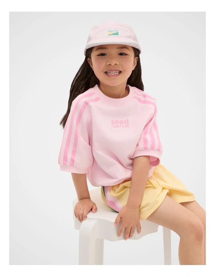 Stripe Logo Track Tee in Pink Lemonade image 1