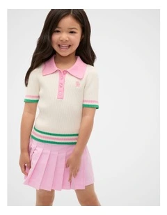 Polo Collar Knit Top in Classic Cream