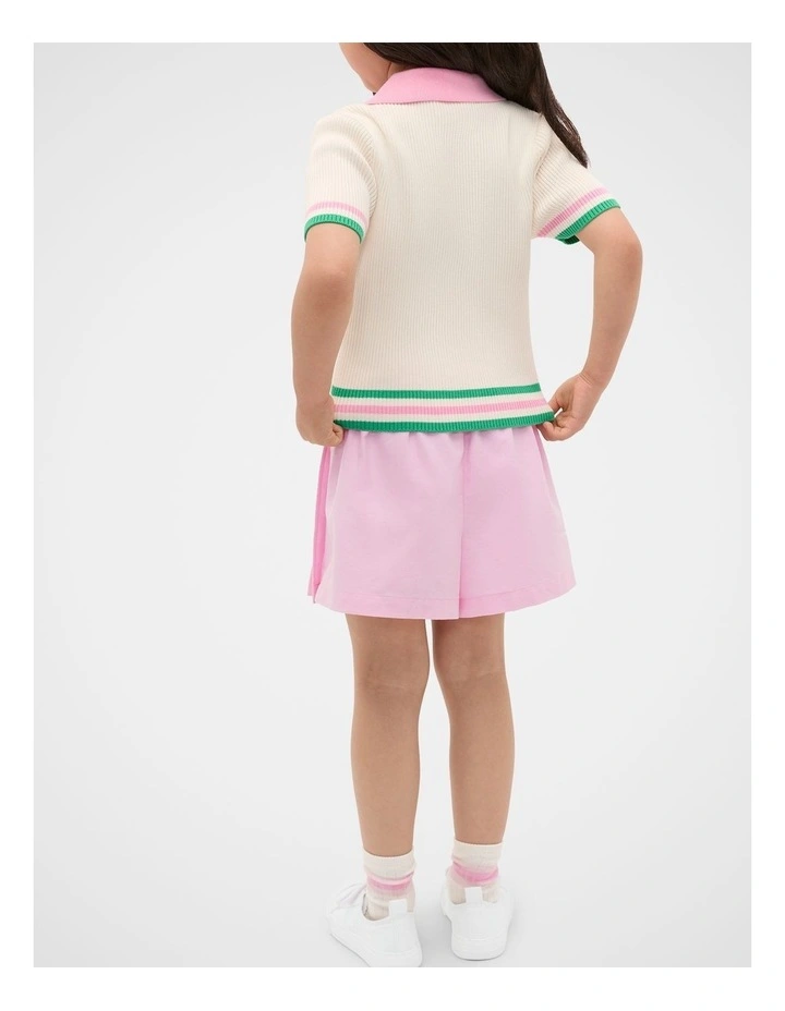 Polo Collar Knit Top in Classic Cream image 2