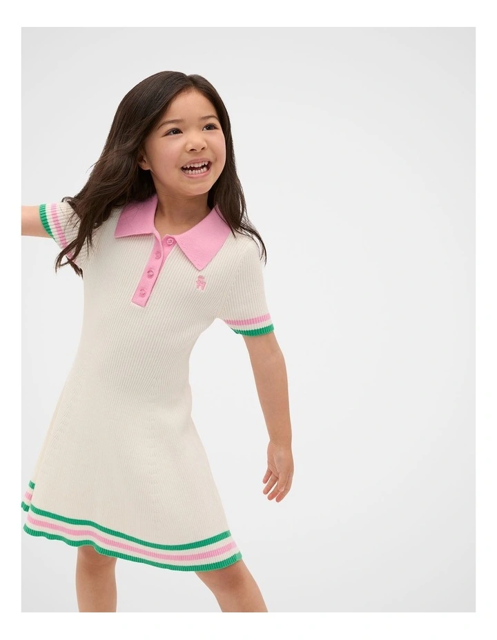 Polo Collar Knit Dress in Classic Cream image 1