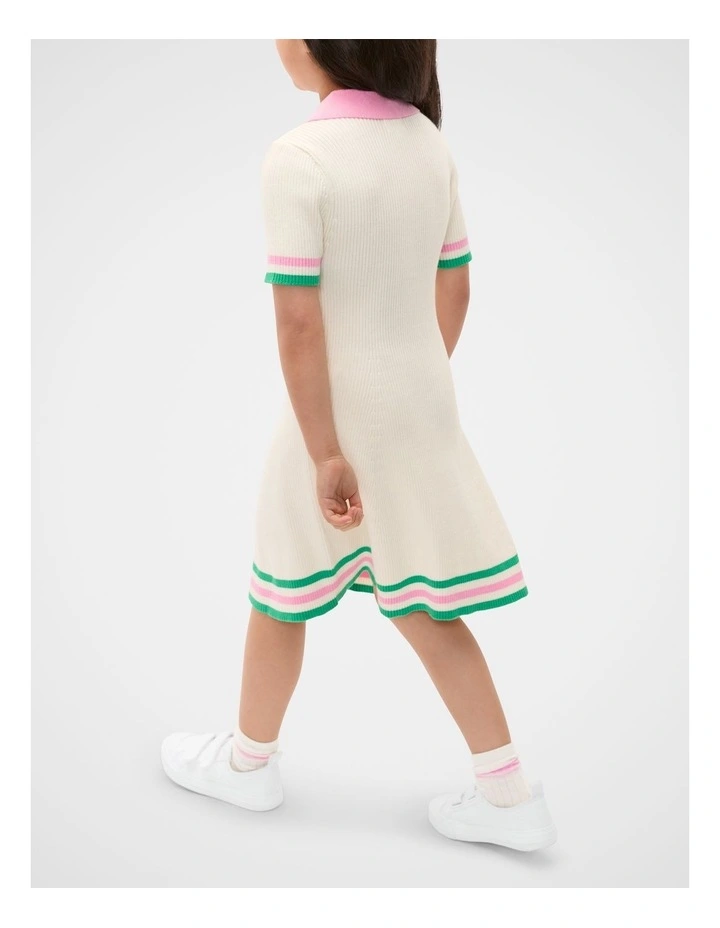 Polo Collar Knit Dress in Classic Cream image 2