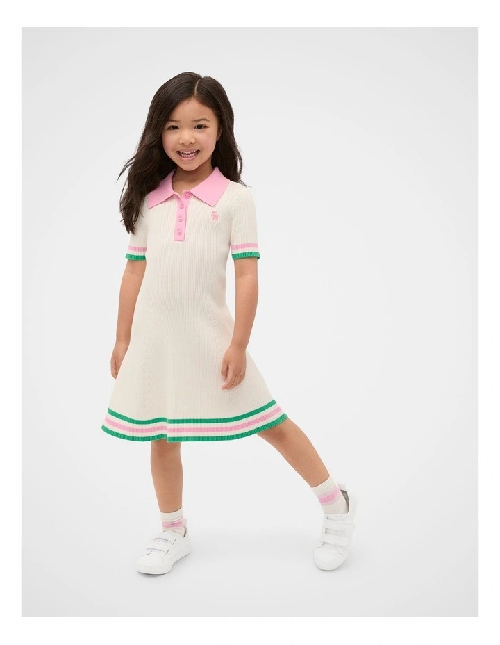 Polo Collar Knit Dress in Classic Cream image 3