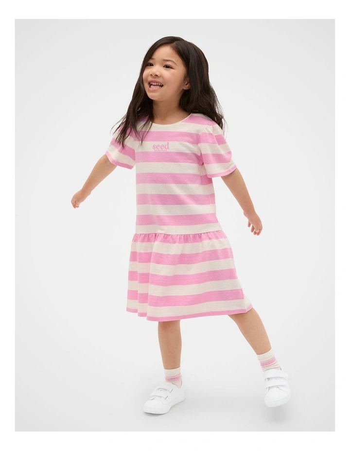 Stripe Logo Dress in Candy Pink image 1