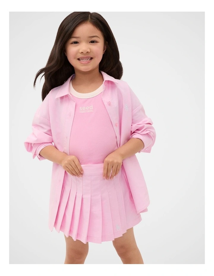 Pleat Oxford Skort in Candy Pink image 1