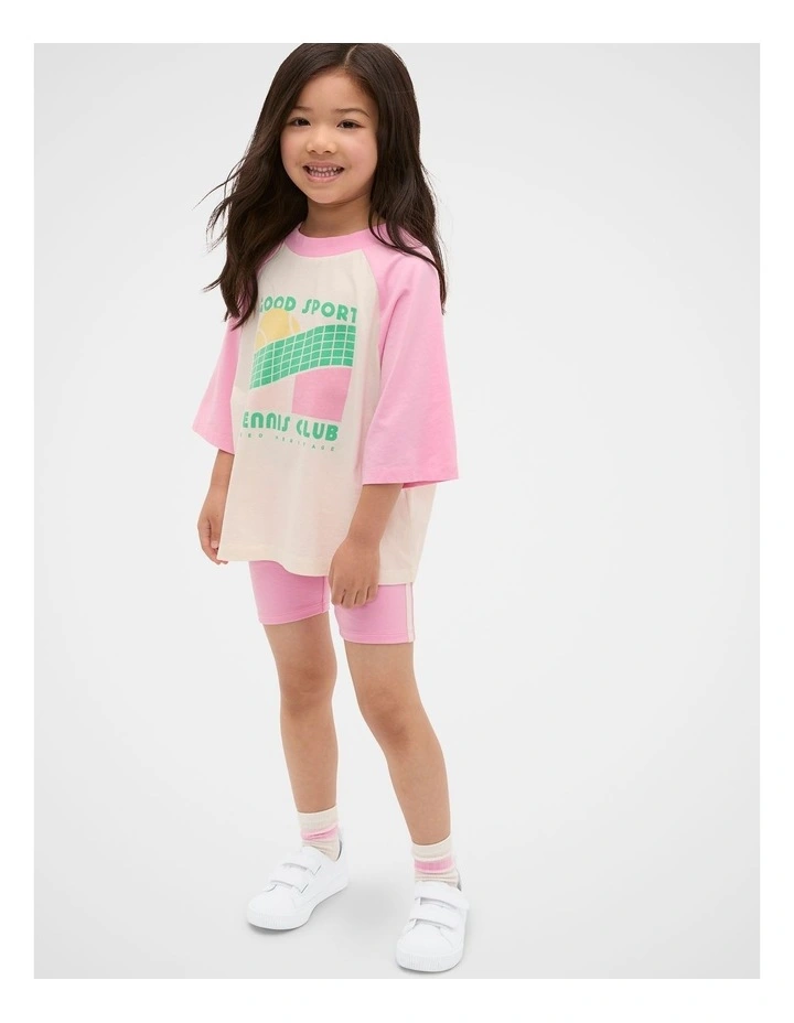 Striped Logo Bike Short in Candy Pink image 3