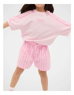 Stripe Track Short in Candy Pink