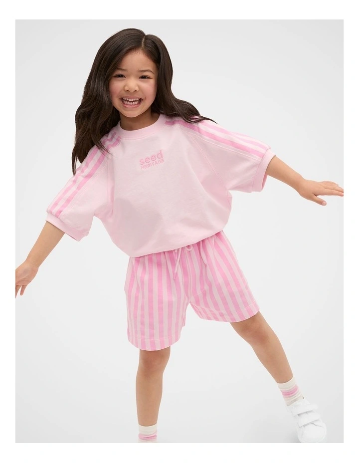 Stripe Track Short in Candy Pink image 3