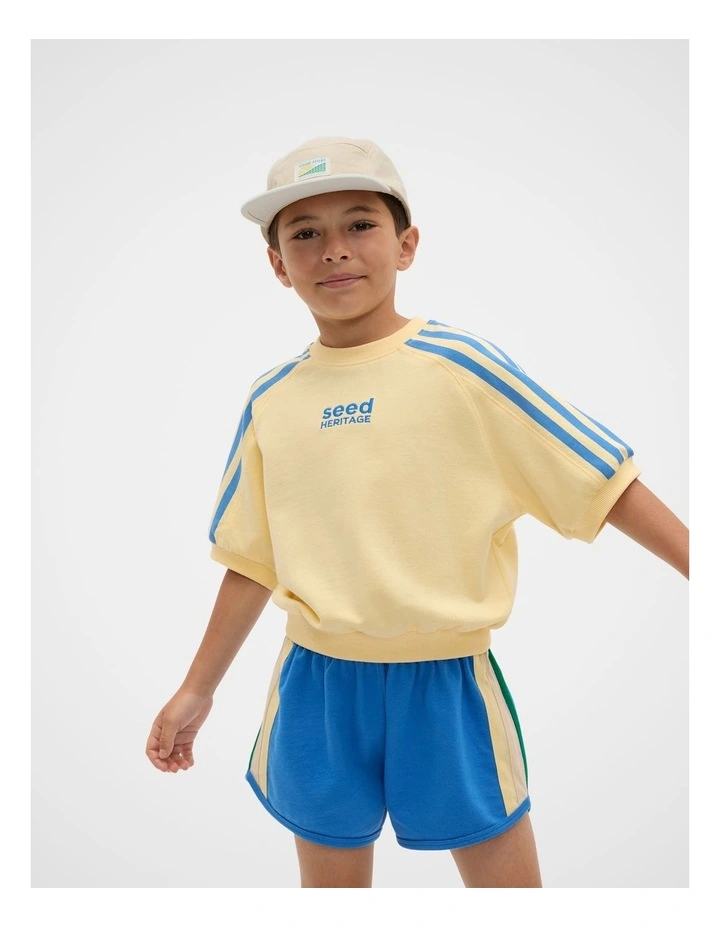 Stripe Logo Track Tee in Pale Banana image 1