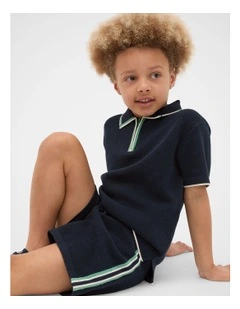 Knit Sports Polo in Midnight Blue