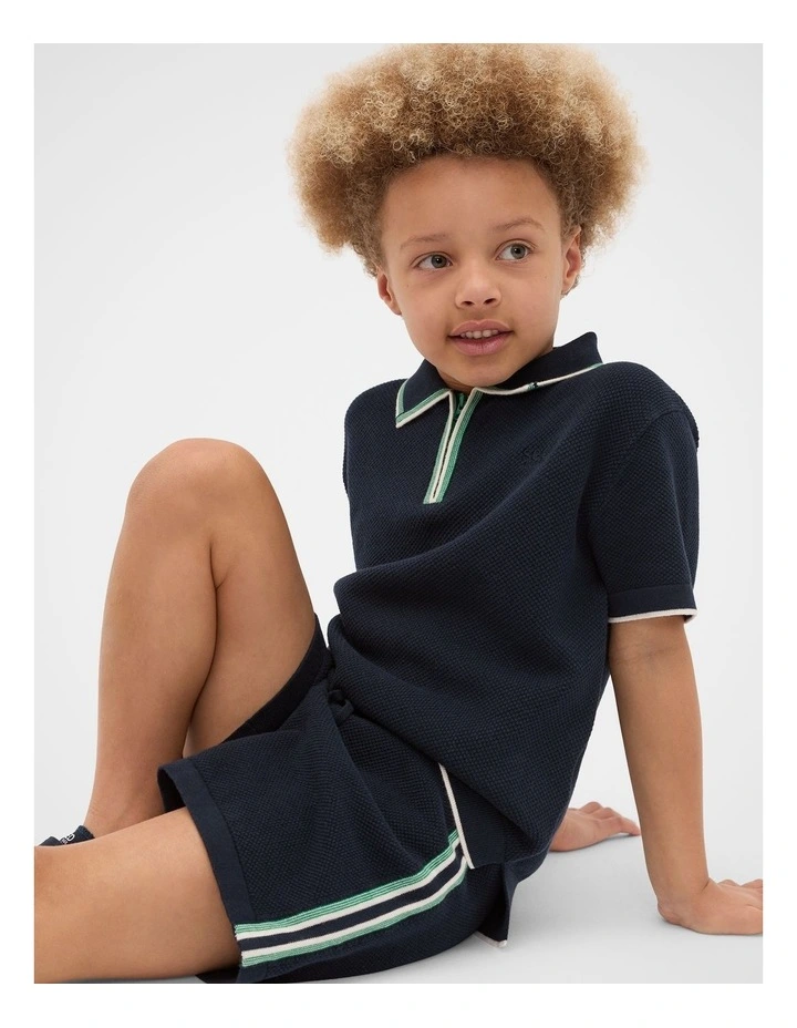 Knit Sports Polo in Midnight Blue image 1