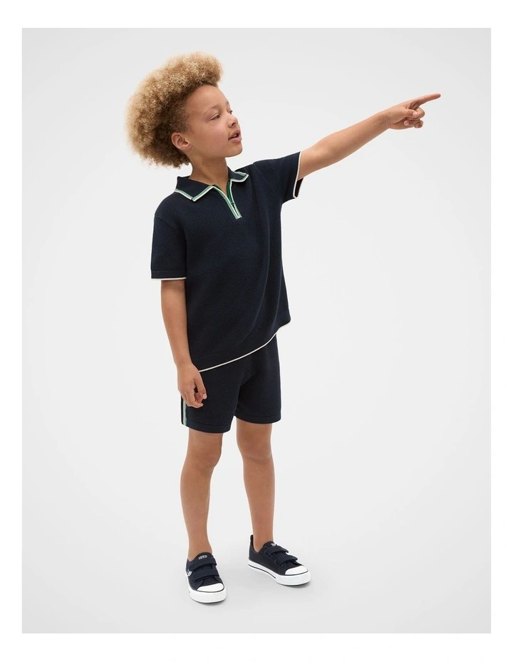 Knit Sports Polo in Midnight Blue image 3