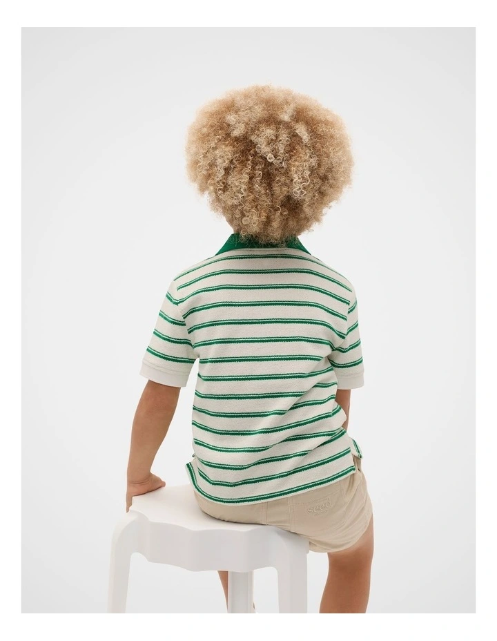 Boucle Knit Polo in Evergreen image 2