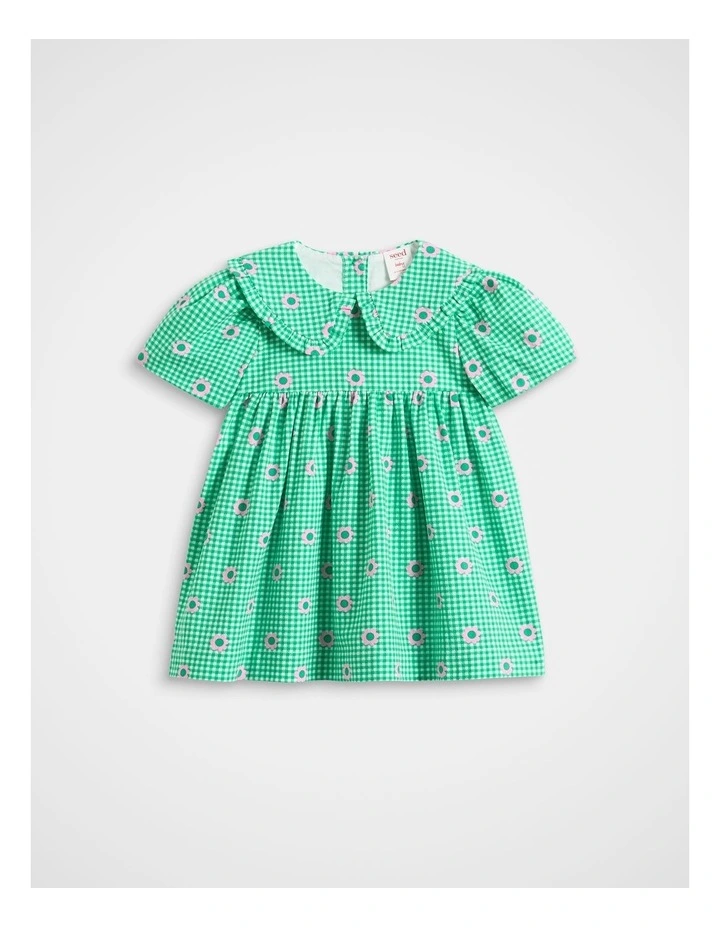 Check Flower Dress in Light Evergreen image 1