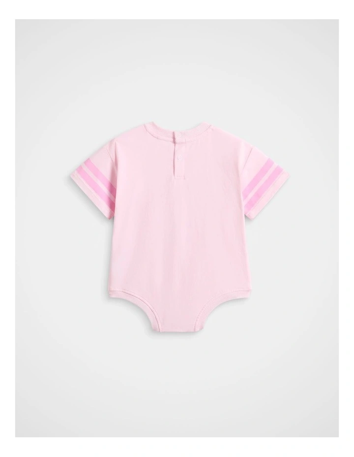 Sporty Logo Romper in Pink Lemonade image 2