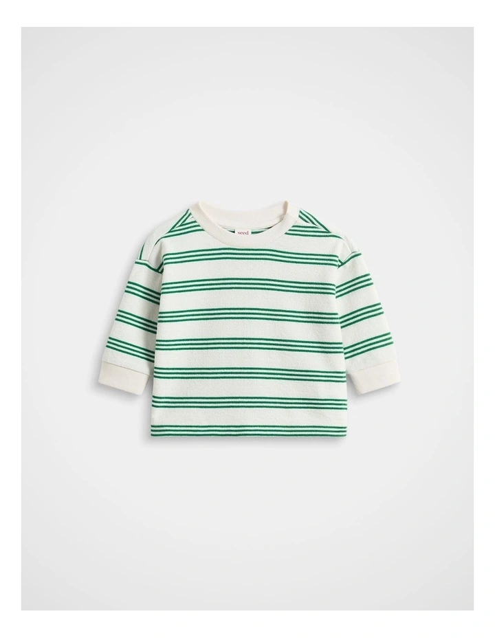 Stripe Sweat in Evergreen Stripe image 1