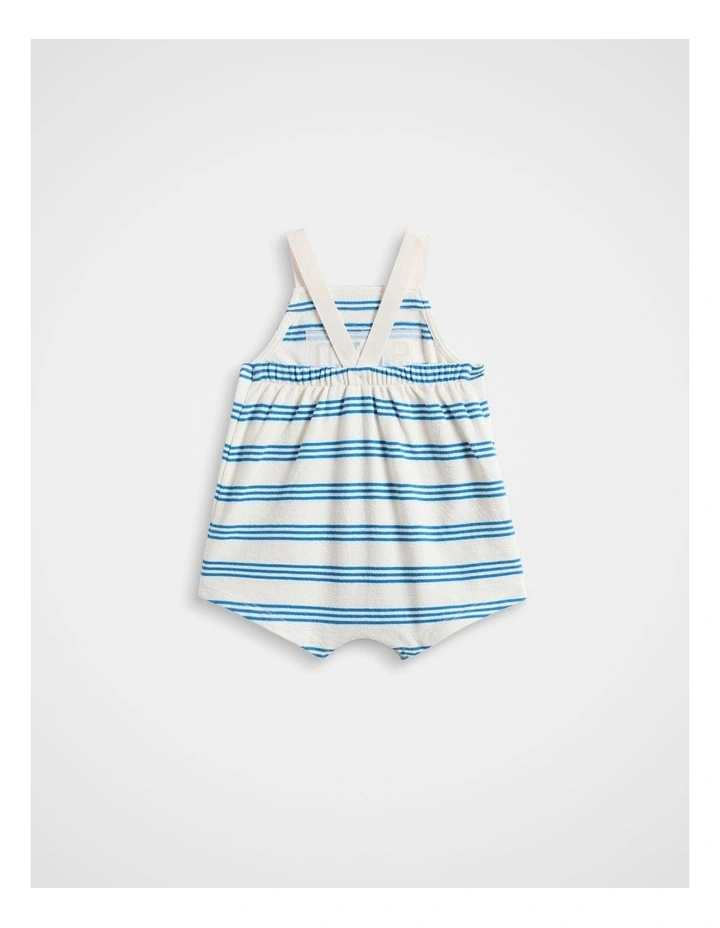 Stripe Romper in Captain Blue Stripe image 2