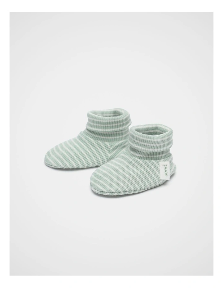 Core Rib Logo Bootie in Sage Stripe image 2