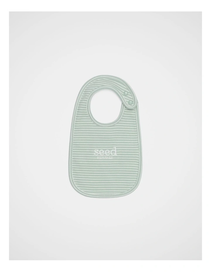 Core Logo Dribble Bib in Sage Stripe image 1