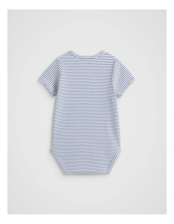 Core Rib Logo Bodysuit in Navy Stripe image 2