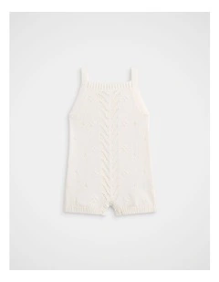 Bobble Knit Romper in Classic Cream