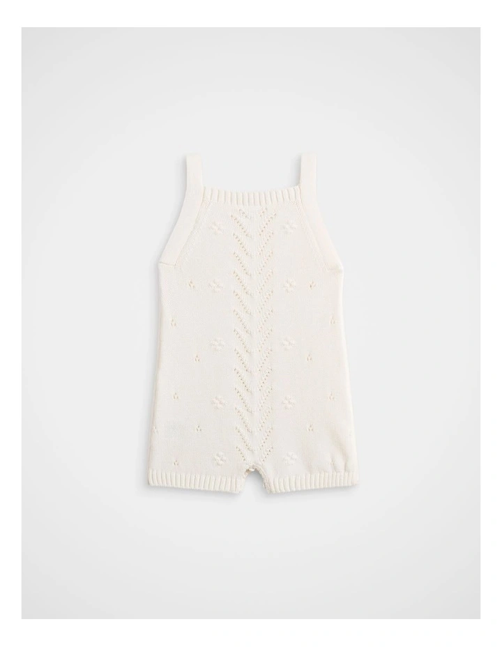 Bobble Knit Romper in Classic Cream image 2