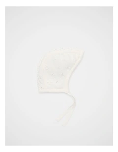 Bobble Knit Bonnet in Classic Cream