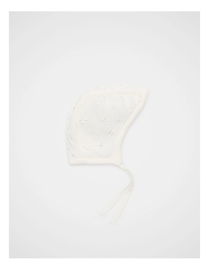 Bobble Knit Bonnet in Classic Cream image 1