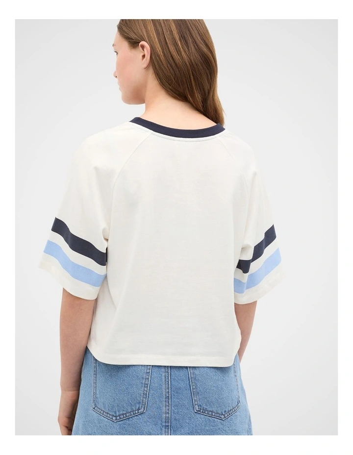 Sporty V Neck Tee in Classic Cream image 2