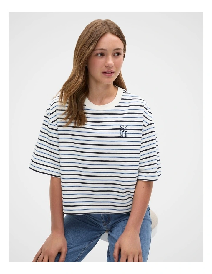 Relaxed Stripe Tee in Classic Cream image 1