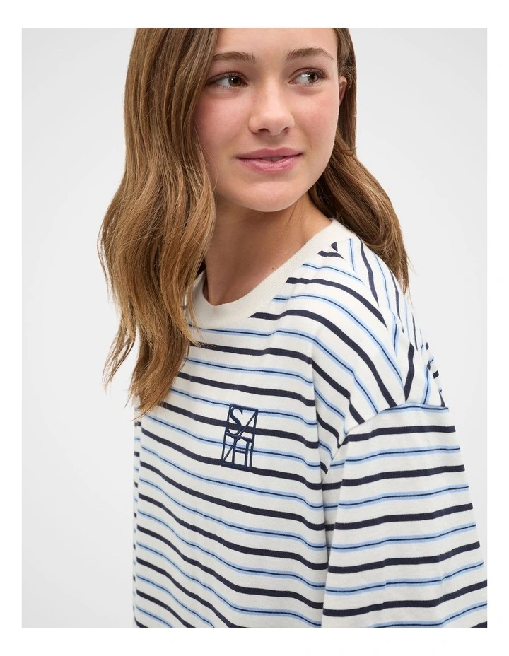 Relaxed Stripe Tee in Classic Cream image 3