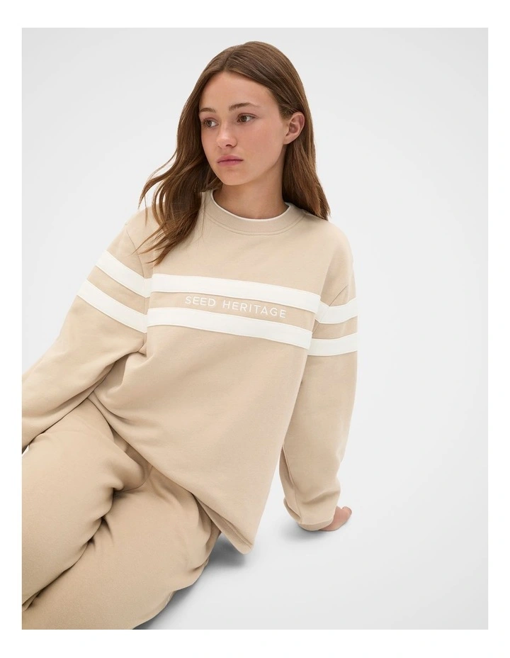 Relaxed Logo Crew Sweat in Sandstone image 3