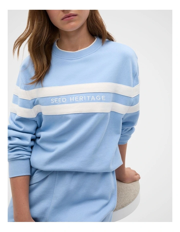 Relaxed Logo Crew Sweat in Cloud Blue image 3