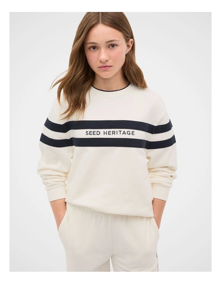 Relaxed Logo Crew Sweat in Classic Cream image 1