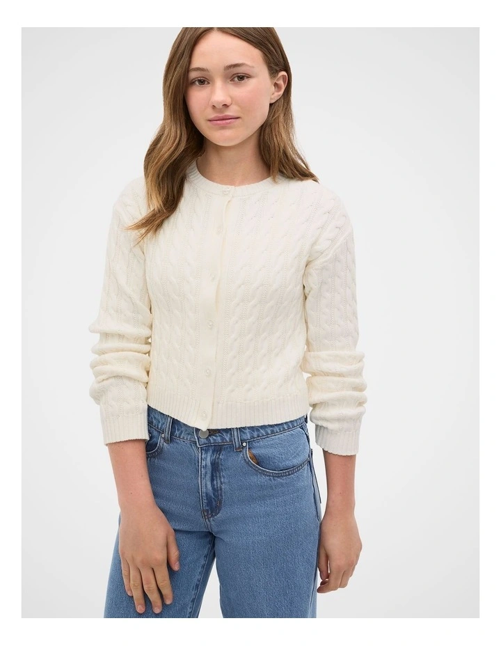 Cable Knit Cardigan in Classic Cream image 1