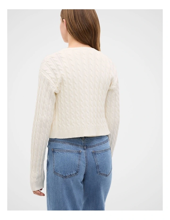 Cable Knit Cardigan in Classic Cream image 2