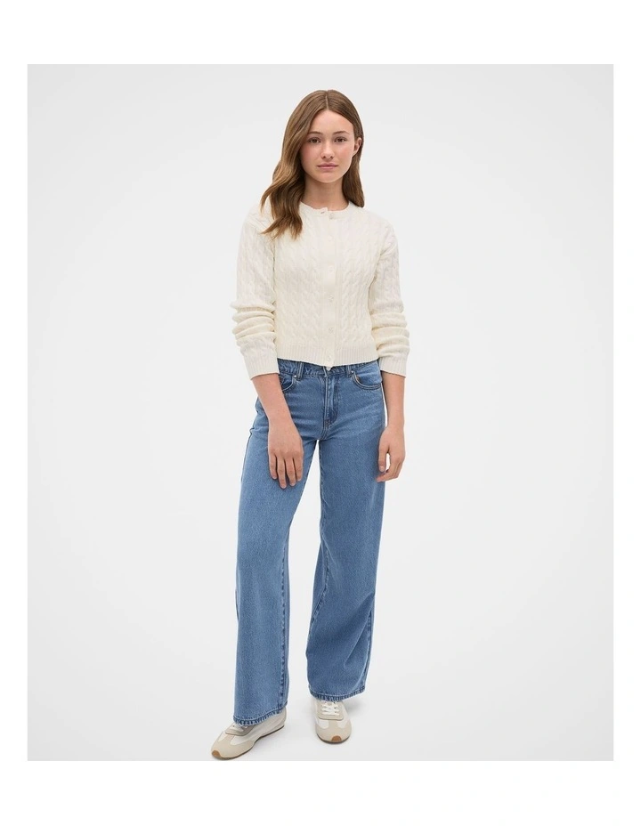 Cable Knit Cardigan in Classic Cream image 4