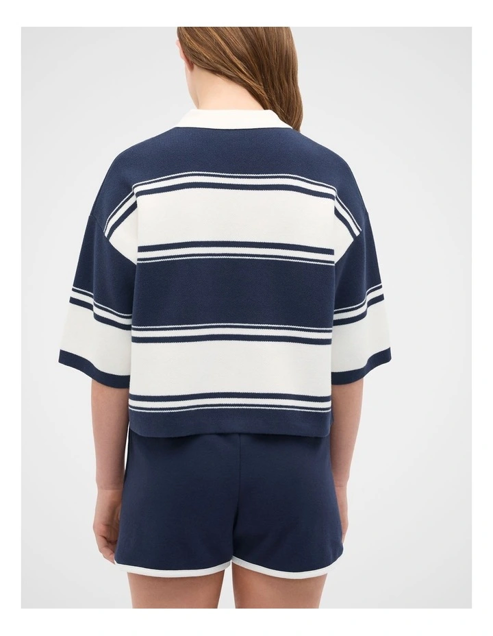 Knit Polo Top in New Navy image 2