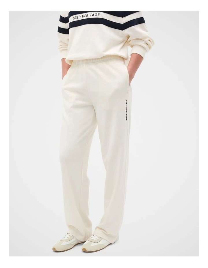 Roll Waist Logo Track Pant in Classic Cream image 1