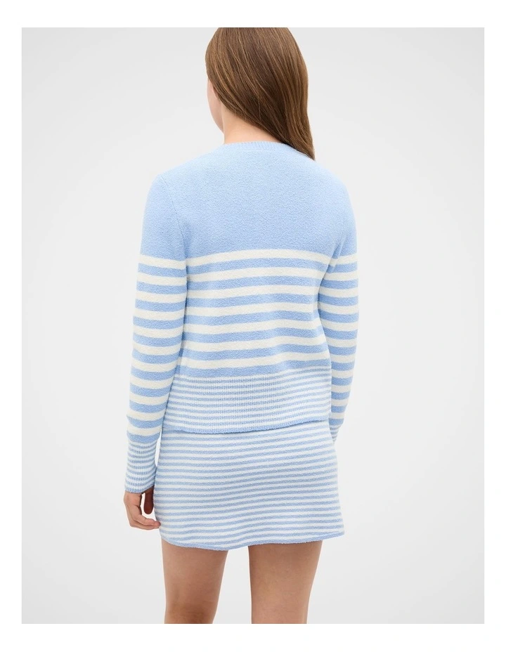 Stripe Knit Cardigan in Cloud Blue image 2