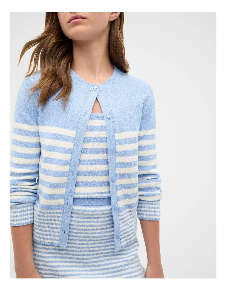 Stripe Knit Cardigan in Cloud Blue image 3