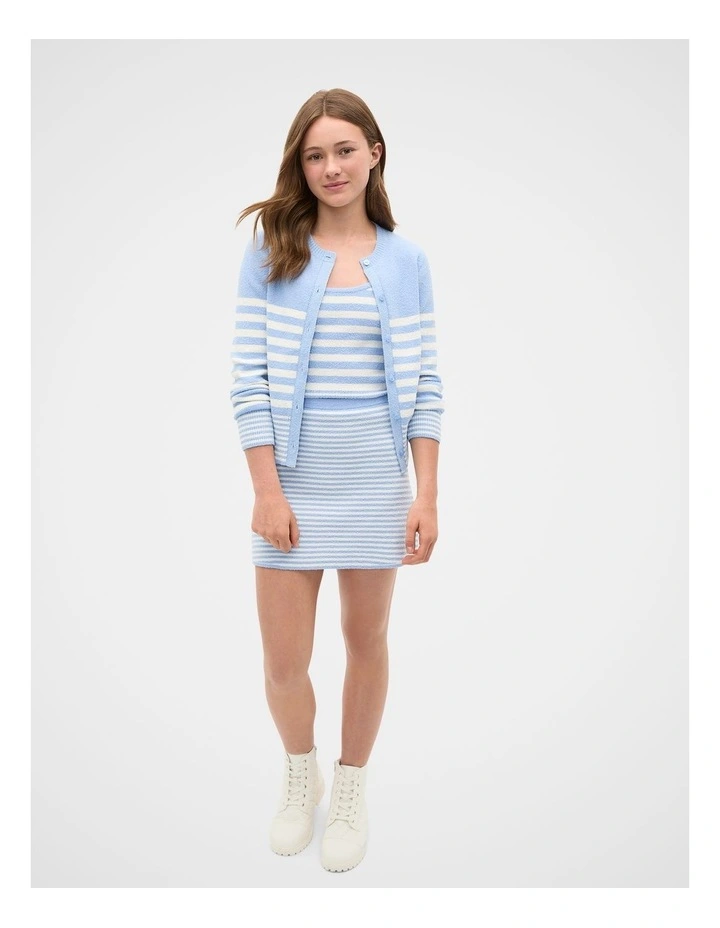 Stripe Knit Cardigan in Cloud Blue image 4