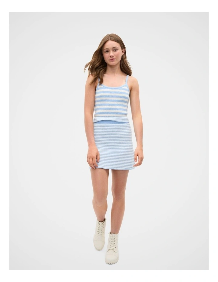 Stripe Knit Skirt in Cloud Blue image 3