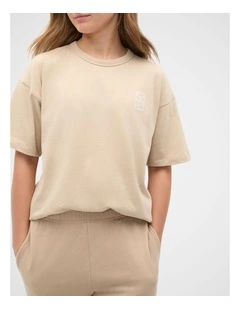 Oversized Logo Tee in Sandstone