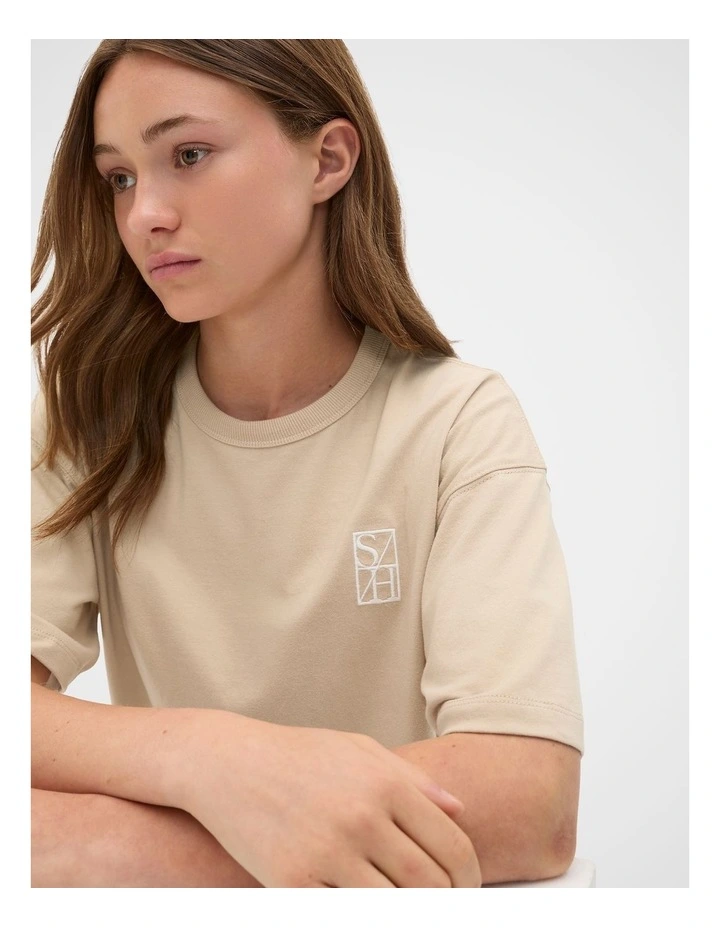 Oversized Logo Tee in Sandstone image 3