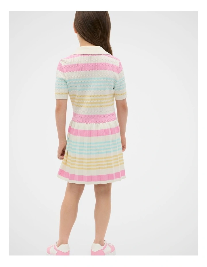 Logo Pleat Knit Dress in Candy Pink image 2