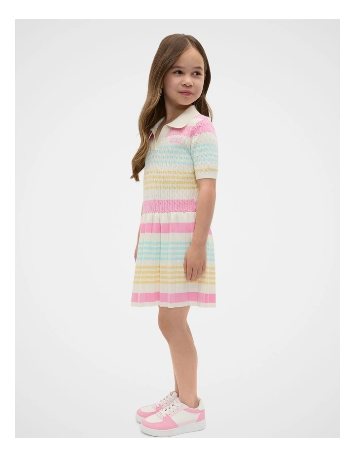 Logo Pleat Knit Dress in Candy Pink image 3