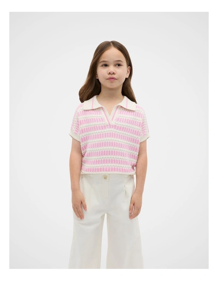Jacquard Knit Tee in Candy Pink image 1