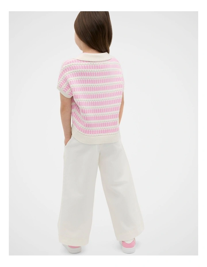 Jacquard Knit Tee in Candy Pink image 2