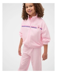 Bunny Zip Through Sweat in Pink Lemonade