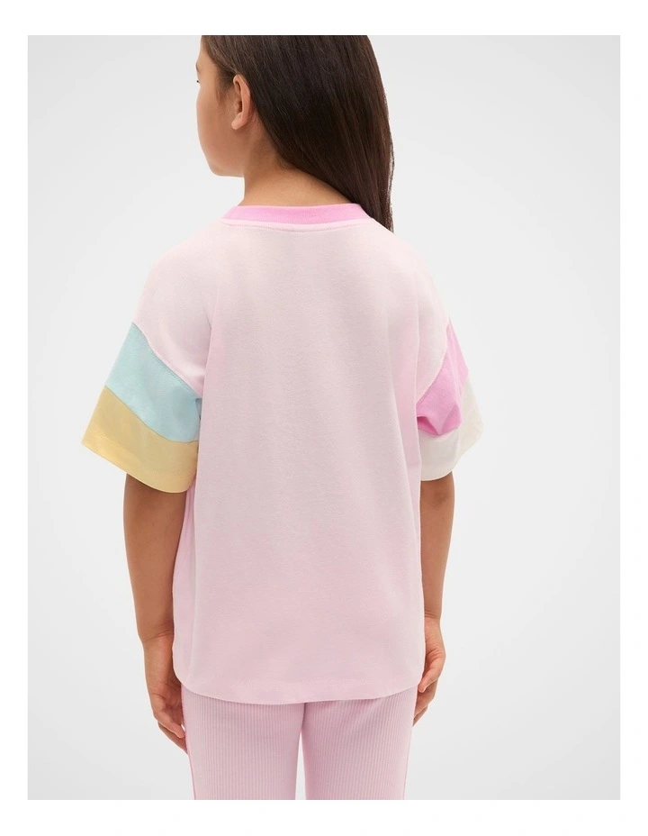 Logo Panelled Tee in Pink Lemonade image 2